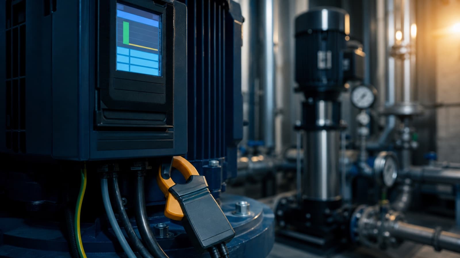 Frekans İnvertörü Pompalarda Ne Kadar Enerji Tasarrufu Sağlar? Küpsel Yasa ve kWh Hesabı — Vekron Mekanik teknik rehber kapak görseli