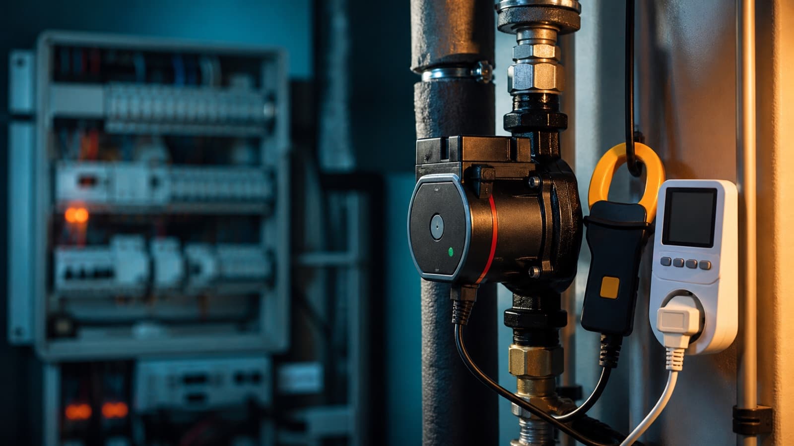 Sirkülasyon Pompası Ne Kadar Elektrik Harcar? P1, P2 ve Yıllık kWh Hesabı — Vekron Mekanik teknik rehber kapak görseli